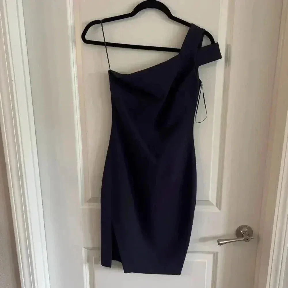 94 Likely One Shoulder Navy Blue Dress Size 0 - Image 3