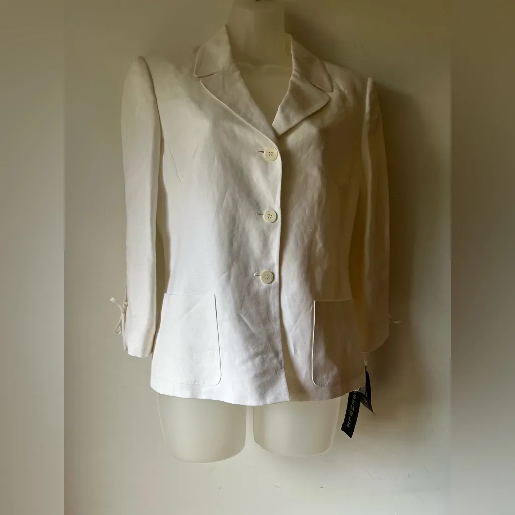 Kasper ASL Women’s Linen Blend Blazer Size 8 NWT Ivory Structured Jacket - Image 6