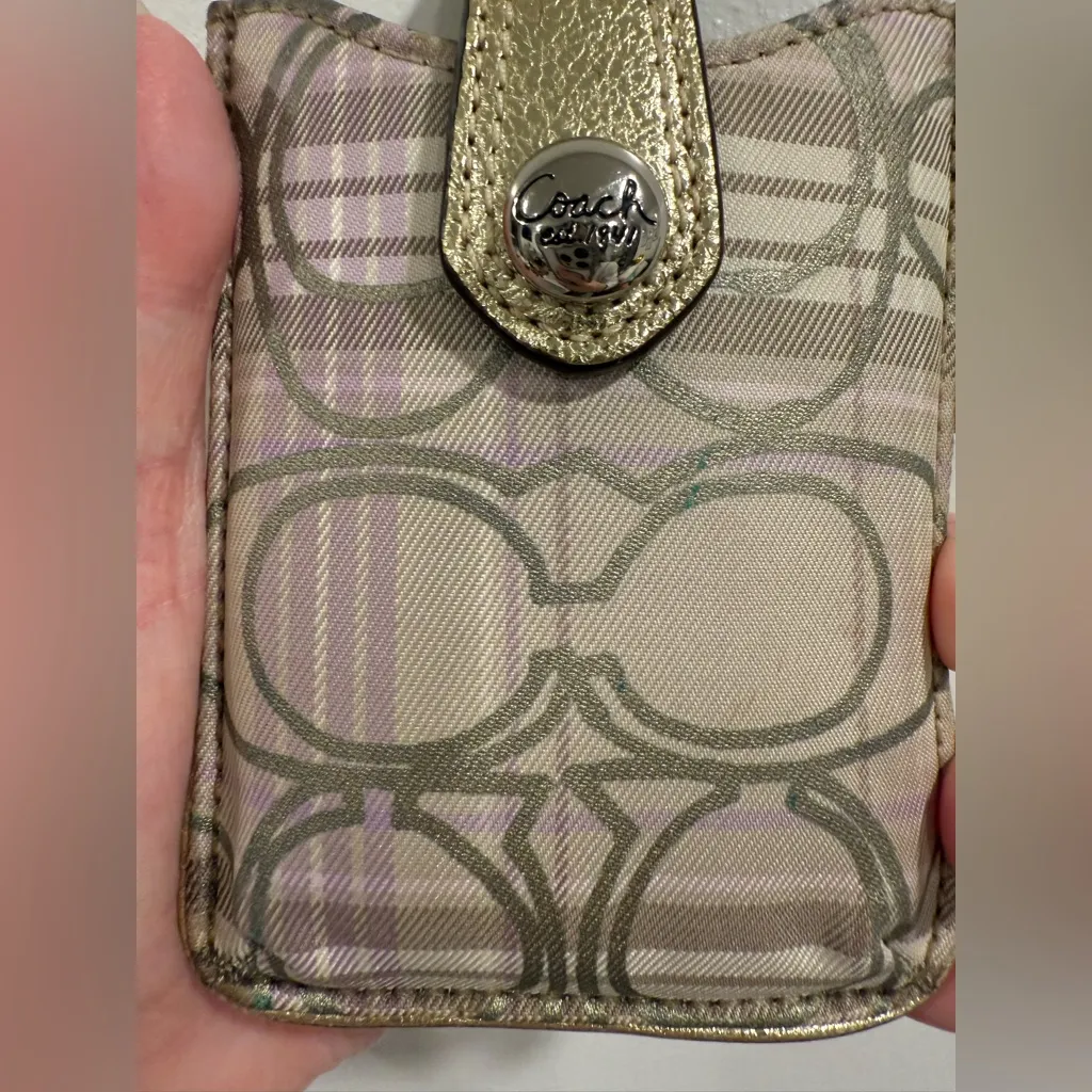 Coach y2k lavender purple Plaid Gold Card Holder - Image 4