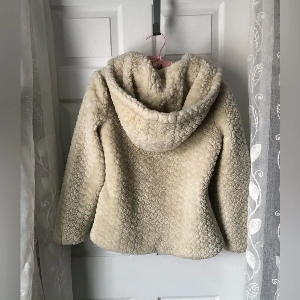 Catherine Malandrino Hooded Faux Fur Jacket coat Cream Color size 14/16 - Image 10