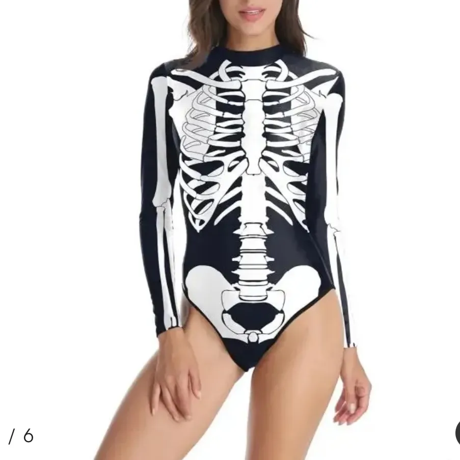 🆕 Skeleton Print Black Bodysuit Size S/M - Image 6