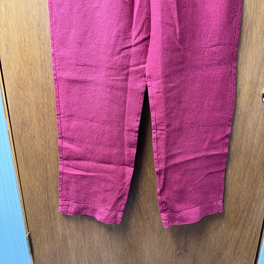 NEW Poetry Heavy Linen Straight Leg Trousers Pants Cranberry Red US 12 NWT $188 - Image 7