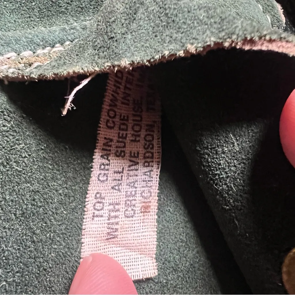 VTG 70s Leather Folding Wallet Suede Checkbook Top Grain Cowhide Green USA Made - Image 11