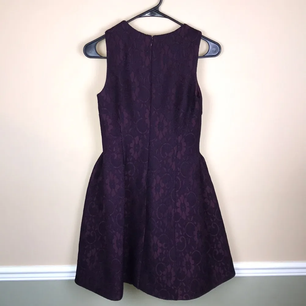 Calvin Klein Women’s Purple Flora Lace Puff Skirt Tank A-Line Dress - Image 4