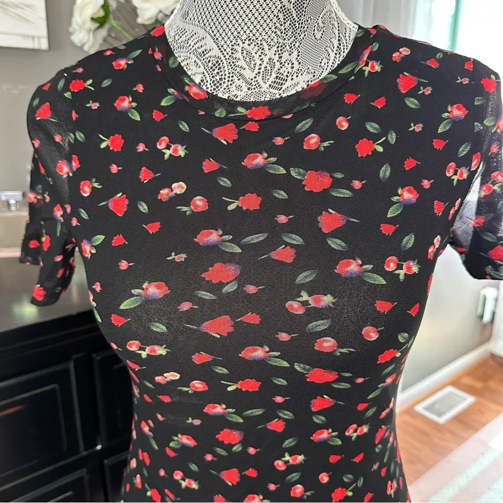🌹 Princess Polly Sheer Mesh Floral Bodycon Mini Dress – Size 4 (US) - Image 4