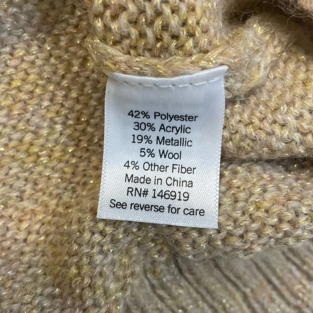 Lauren Conrad Diamond Stitch Knit Sweater Gold Tan Size XXL oversized crewneck - Image 7