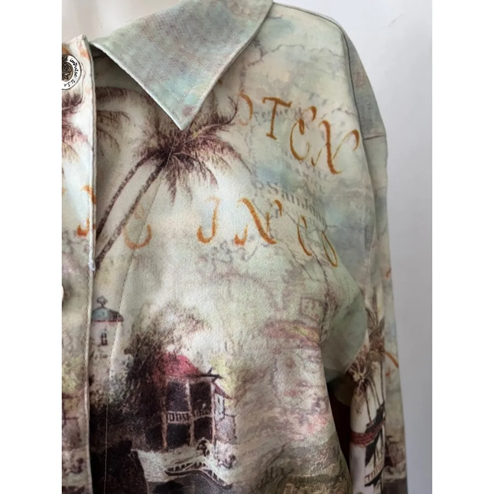 Vintage 90s Y2K Impulse California Yellow Brown Palm Tree Rustic Jacket Size L Size L - Image 7