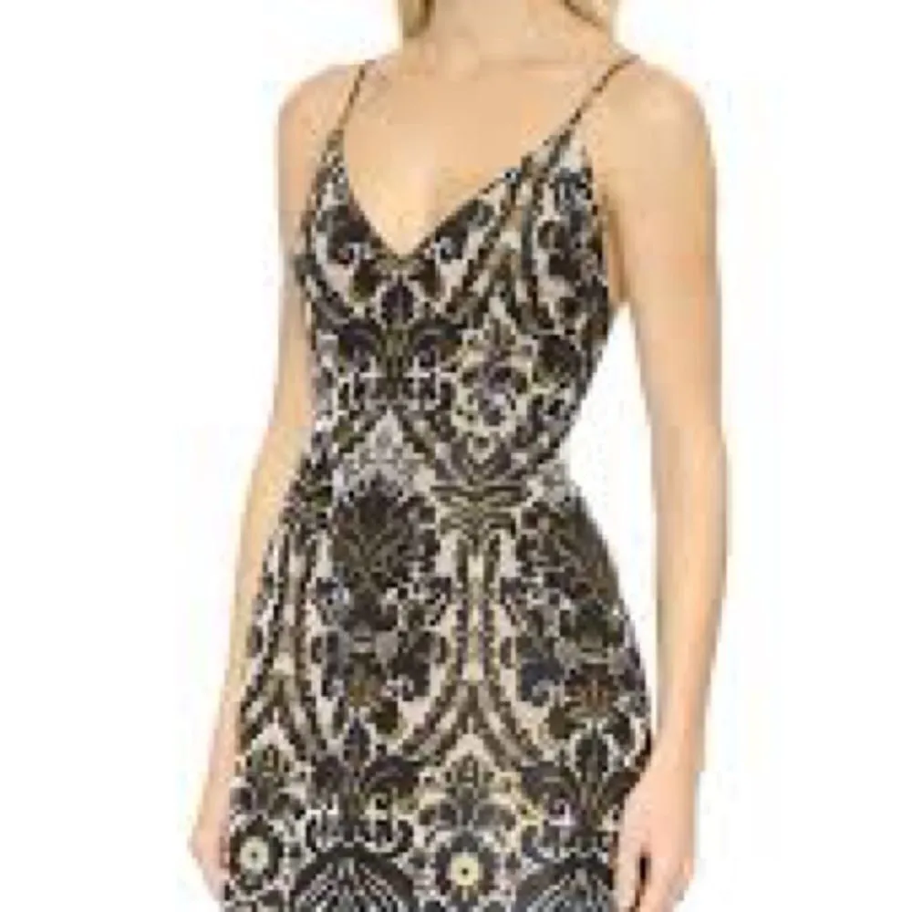 Free People Queen of Hearts Black & Gold Brocade Mini Dress - Image 4