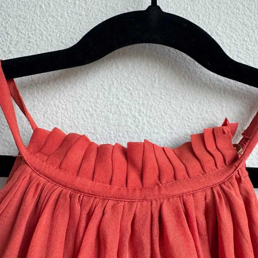 Carolina K 100% Silk High Neck Ruffle Swing Tank Feminine Flirty Top Size Small Black - Image 3