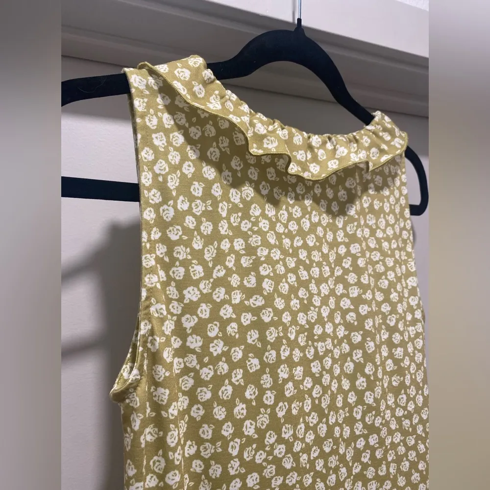 Lime Green & White Floral Print Fitted Midi Dress - S - Image 11