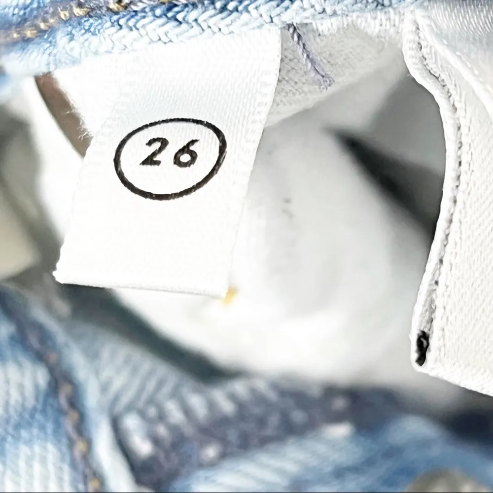 GRLFRND Devon In The Sun Button Fly Ripped Distressed High Rise Jeans, Size 26 - Image 4