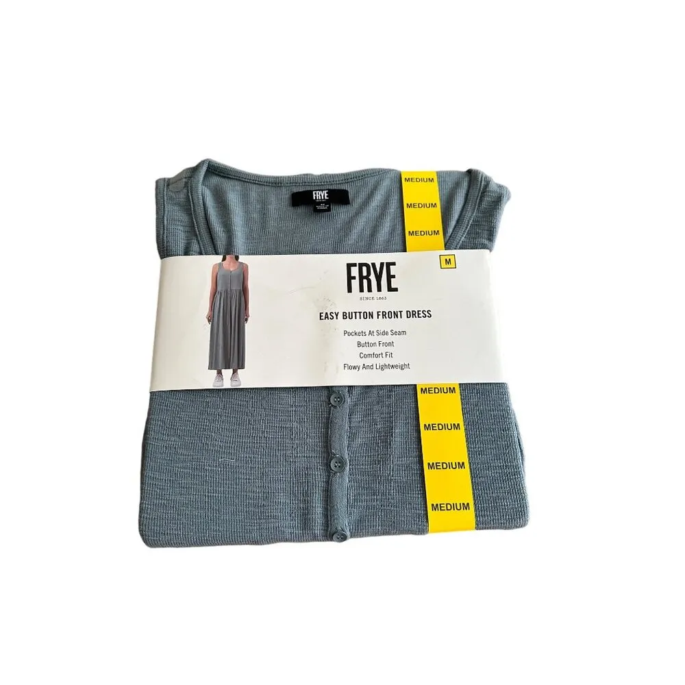 Frye Button Front Midi Dress Cottage Core Pockets Free Spirited Functional Sz M - Image 4