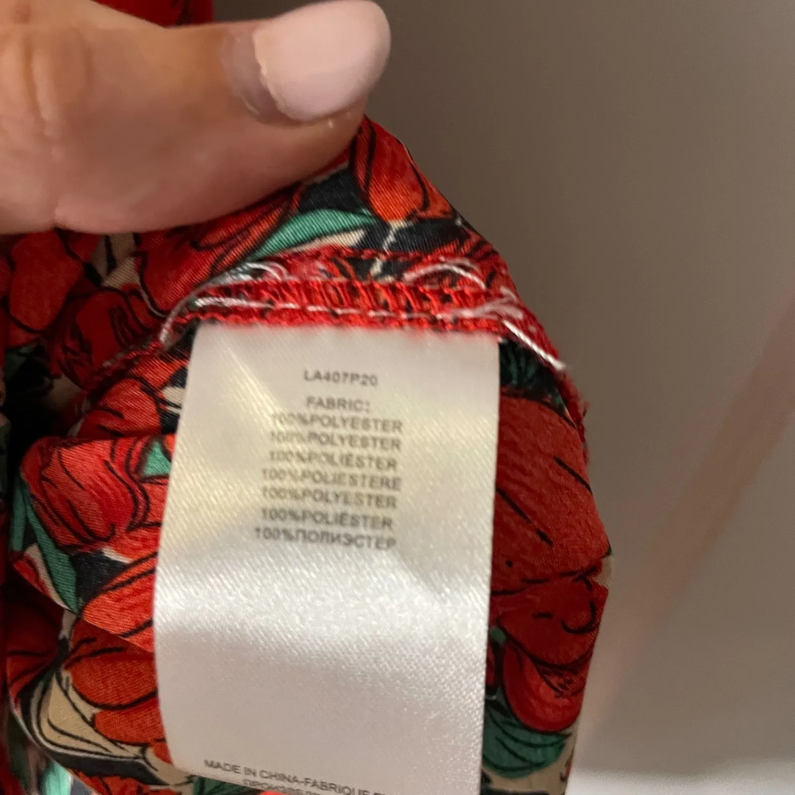 Molly Bracken Floral Print Mini Dress Red Green Short Sleeve Wrap Ruffle small - Image 4