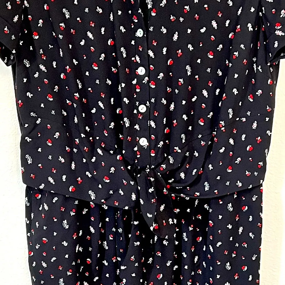 J. Jill Side Slit Waist Tie Ditsy Floral Jumpsuit Size S - Image 13