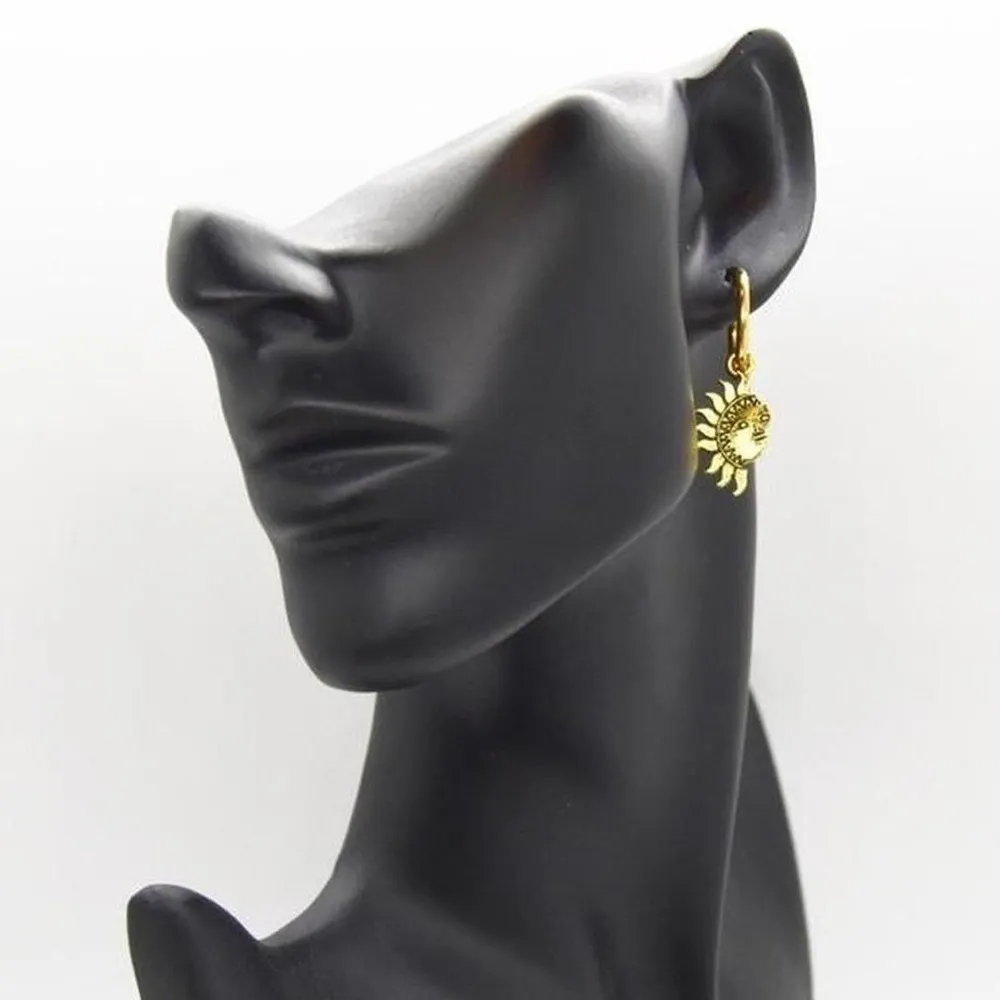 Mixed Metal Sun Moon Hoop Earrings Gold - Image 2