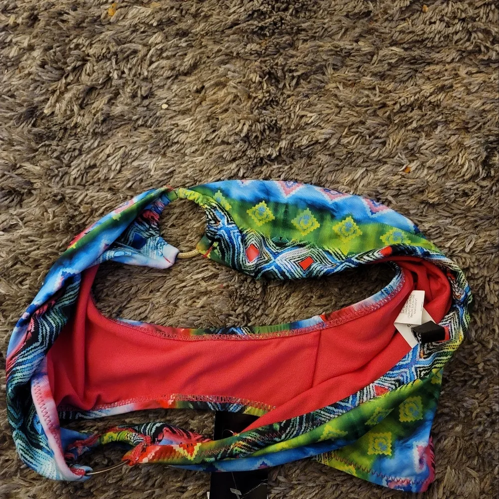 NWT! ABS Multicolor Tribal Print Bikini Bottoms 8 Pink - Image 6