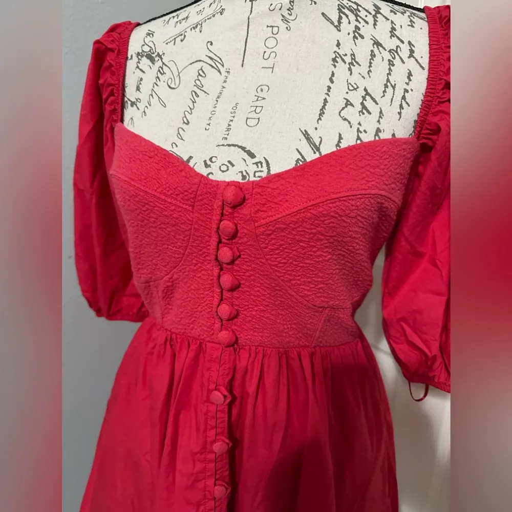 Maeve Puff-Sleeved Sweetheart Mini Dress  Small - Image 2