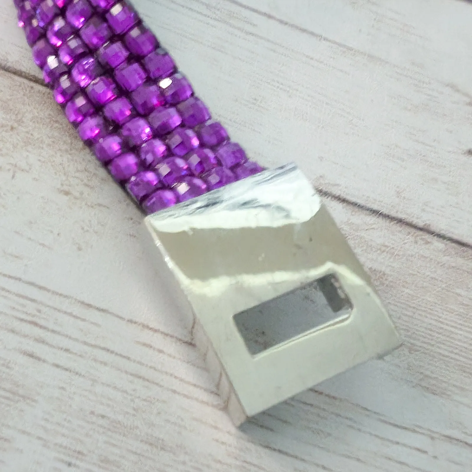 Purple Gem & Silver Tone Heart Bracelet - Image 9