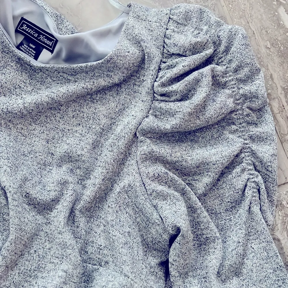 Jessica Howard Metallic Gathered Pouf Sleeve Blouson Dress Size 16W NWT $99 - Image 6