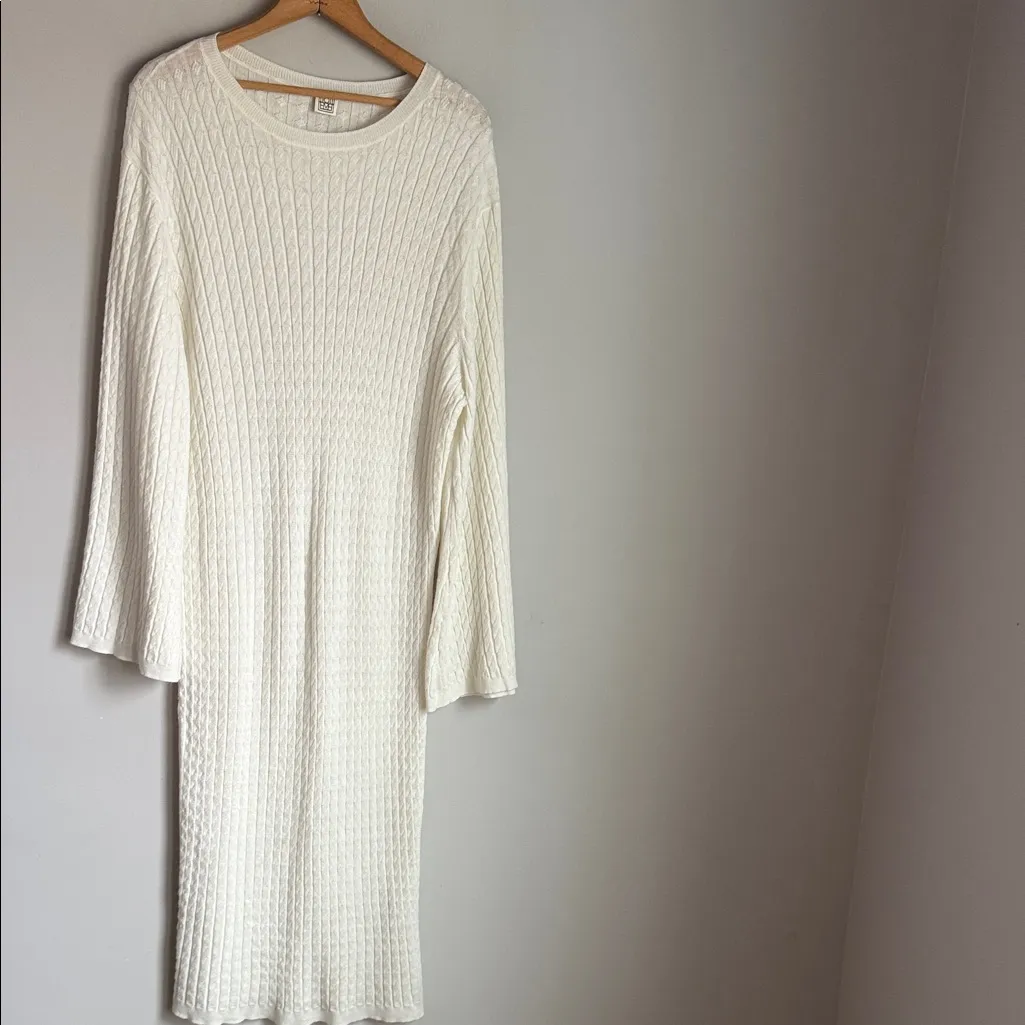 Toteme Cable wool blend Knit Midi Dress Small White - Image 2