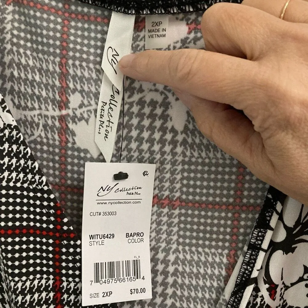 NY Collection Surplus V-neck Floral Houndstooth Sleeveless Jumpsuit women’s 2XP - Image 8