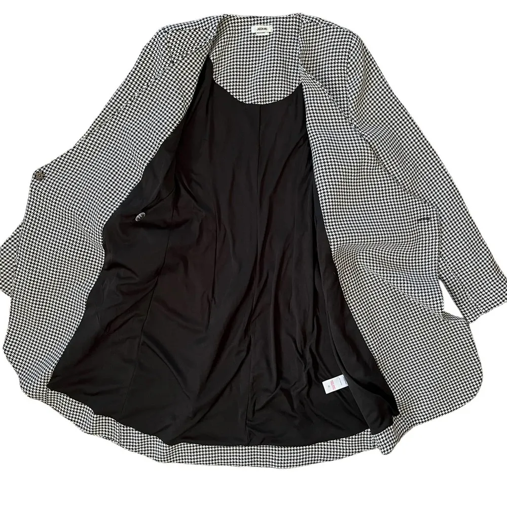 Houndstooth Asymmetrical Pleated Blazer-Style Wrap Mini Dress - Image 6