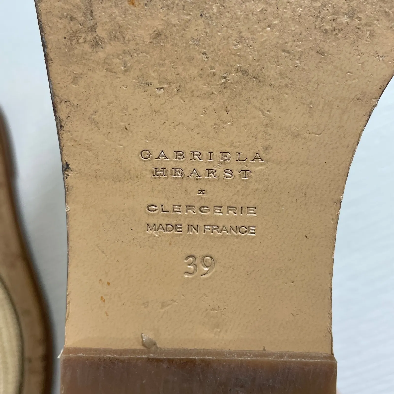 Gabriela Hearst x Clergerie Harold Brogue Raffia Wedge Oxford Shoes Size 39 Tan - Image 7