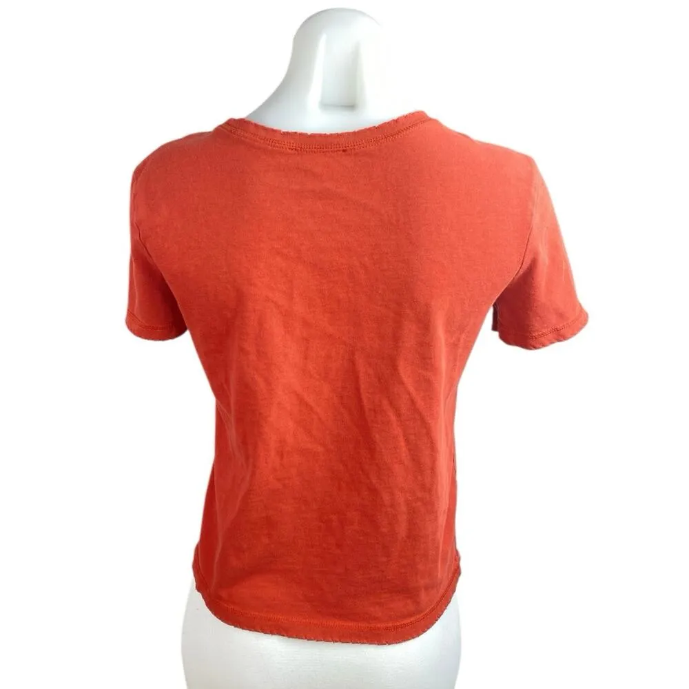 Zara Women's Orange Short Sleeve Crew Neck Cotton Basic T Shirt Tee Top Size S - Image 2