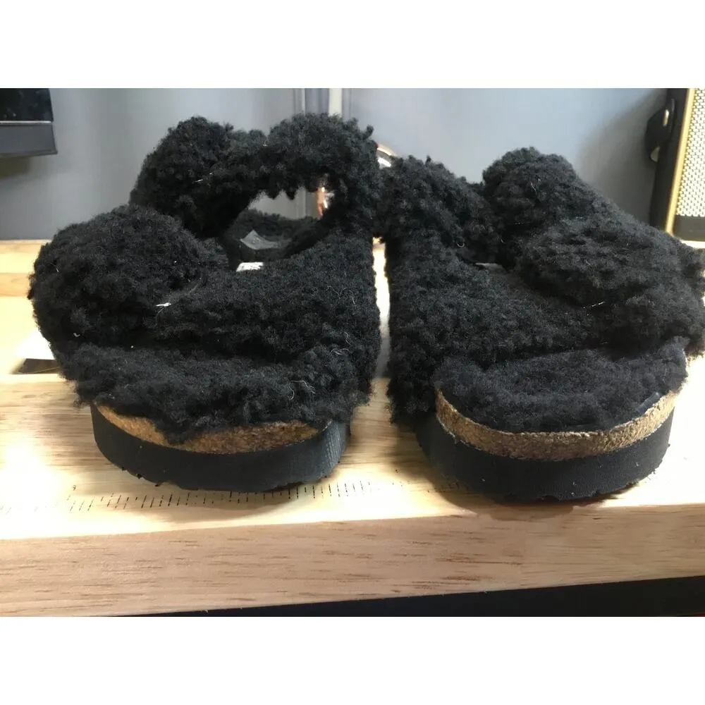 BIRKENSTOCK Papillio Daytona Women's 7.5 Black Buckle Shearling Slide Sandals - Image 8