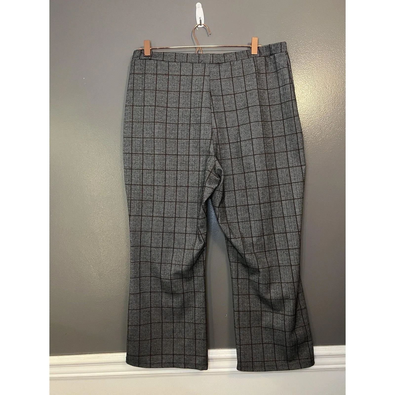 Wild Fable Pants Womens XXL Gray Plaid Windowpane Pull On Stretch Kick Flare - Image 4