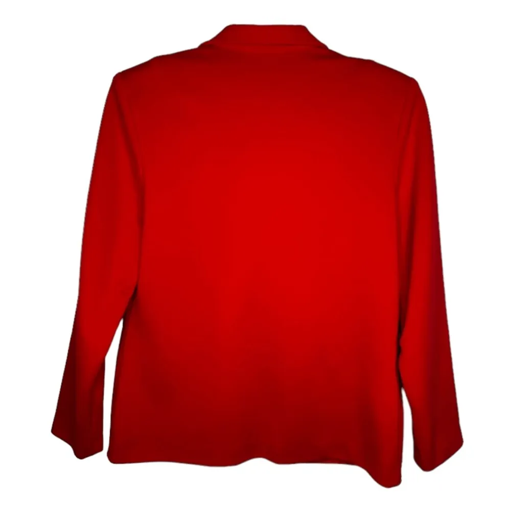 Vintage KoKo Knits of California Polyester Red‎ Blazer Red Size 8 - Image 3