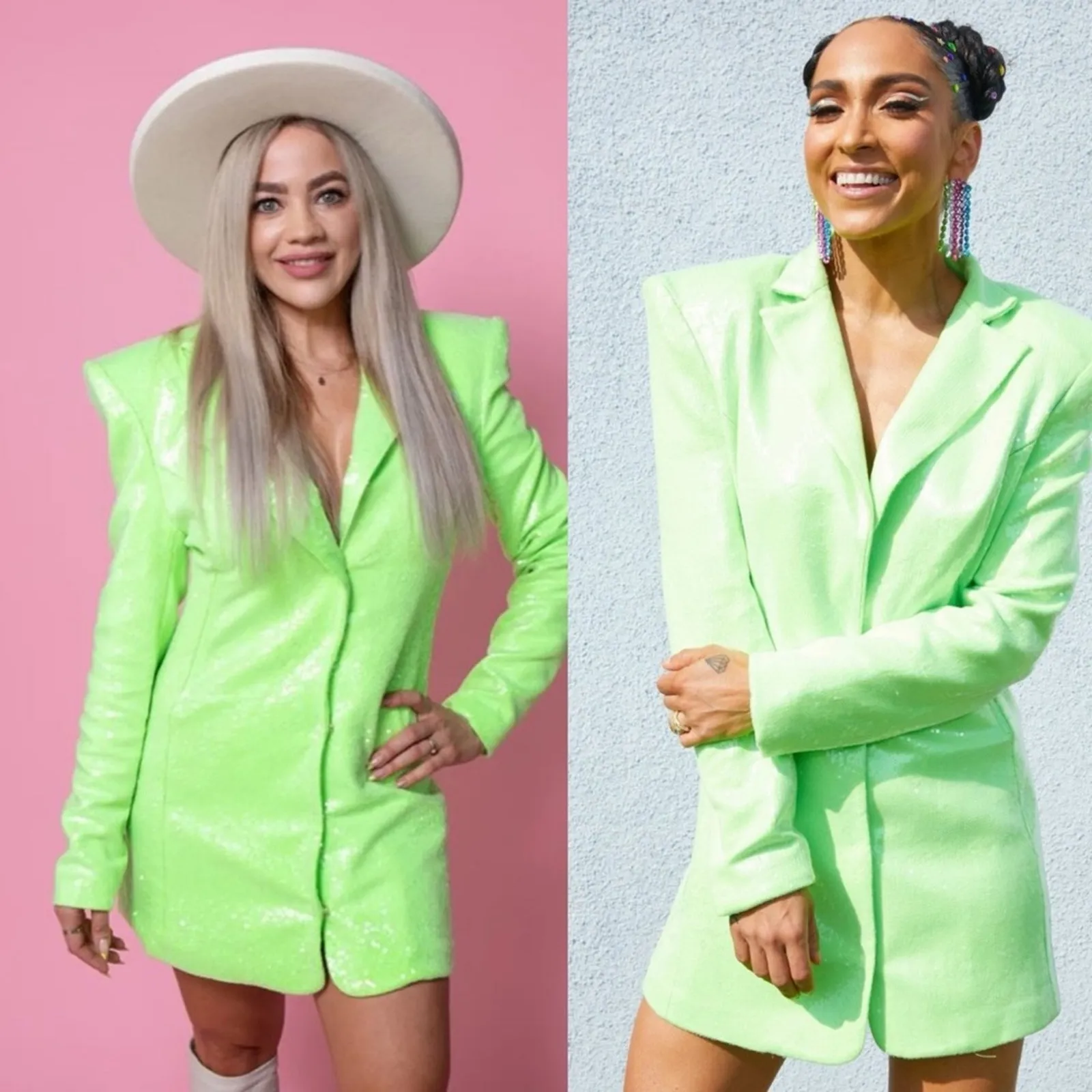 Bronx and Banco Zizi Neon Green Sequin Embellished Blazer Size XS 2 - Image 8