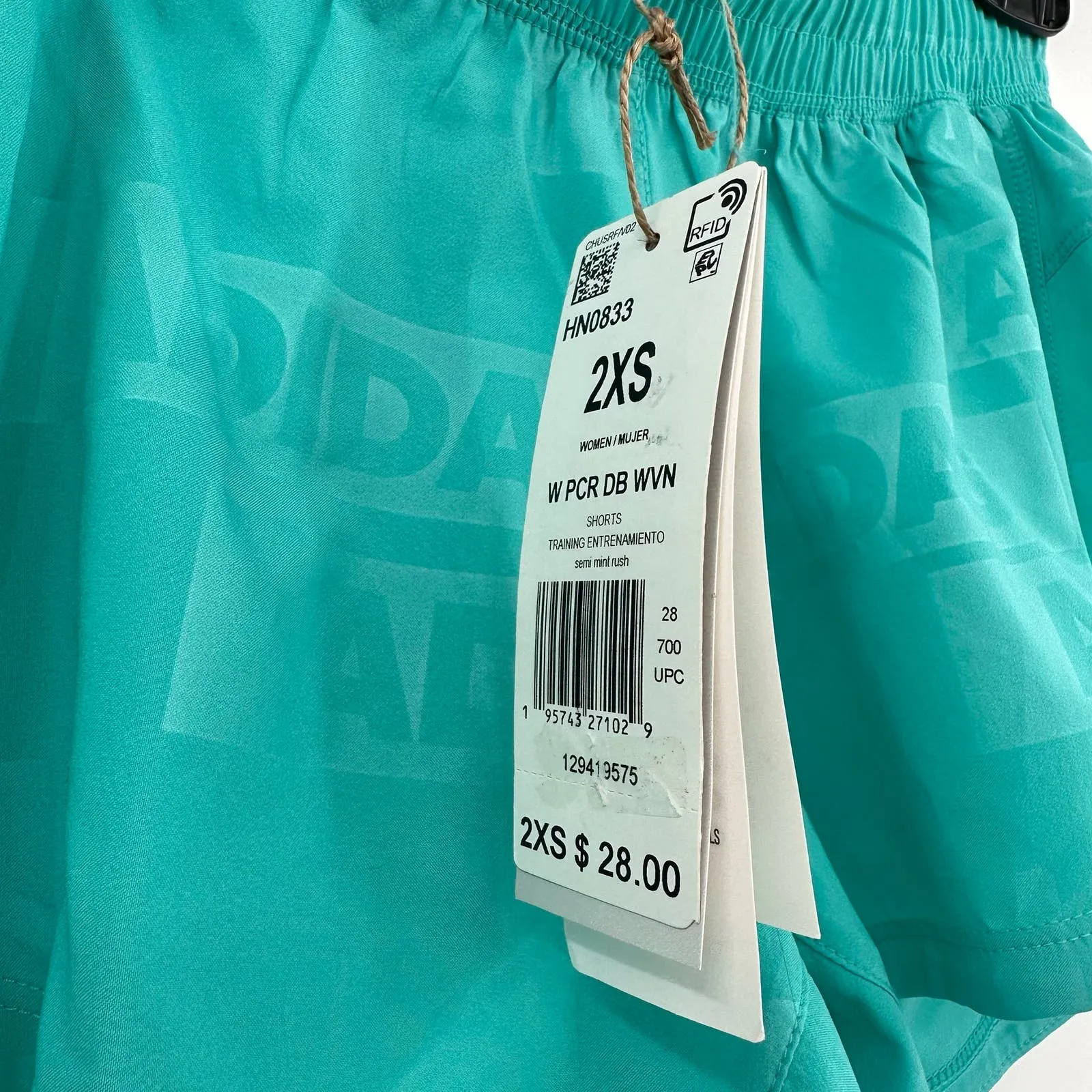 Adidas size 2XS athletic shorts new with tags blue teal green elastic waist‎ - Image 4