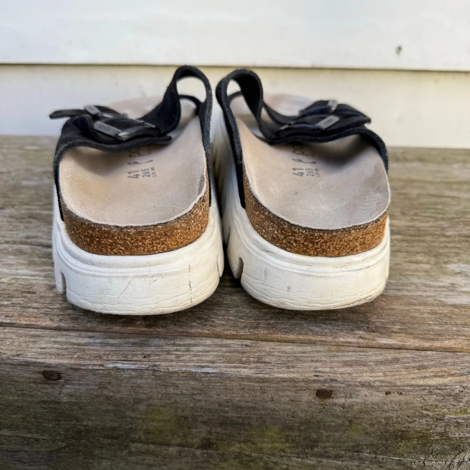 Birkenstock Papillio Arizona Platform Black Suede Slide Sandals Size 41 L10 M8 - Image 5