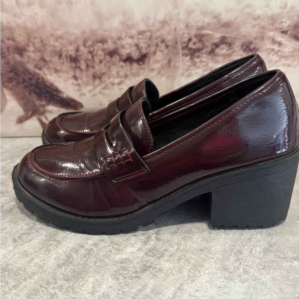 Dirty Laundry Burgundy Patent Faux Leather Chunky Heeled Loafers Women’s Sz 10 - Image 5