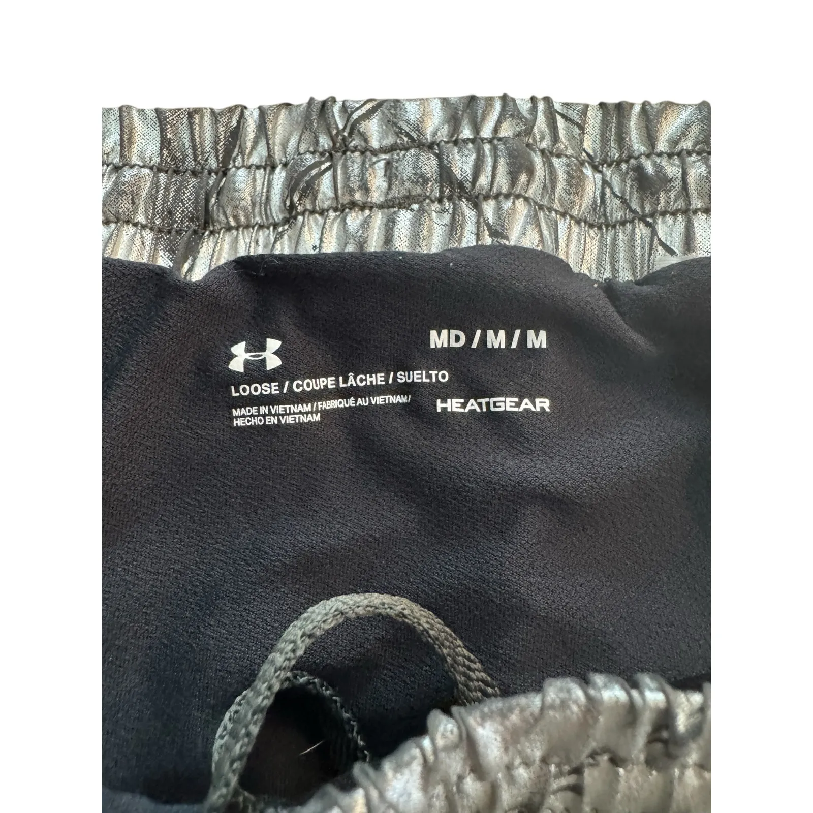 Under Armour Metallic HeatGear Running Shorts M Silver Black - Image 6