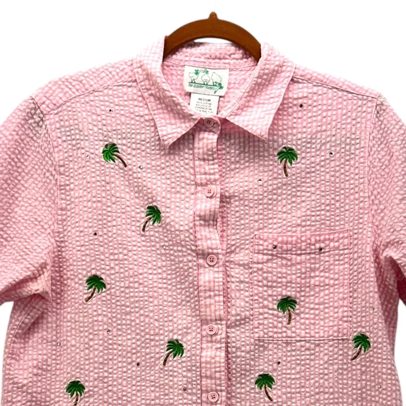 Quacker Factory Vintage Button Up Shirt‎ Pink Medium - Image 4