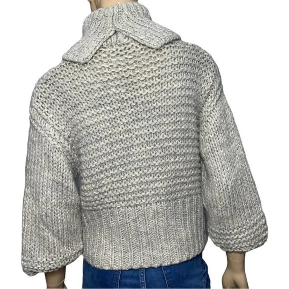 Pookie & Sebastian Women’s Size S Heather Gray Chunky Knit Turtleneck Sweater - Image 4