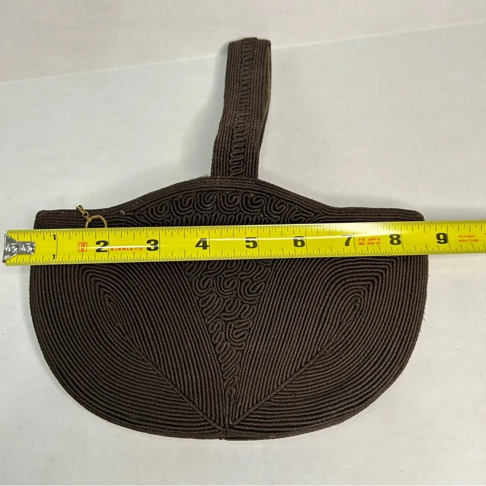 Vintage Crocheted Small Purse Lined Brown - Image 6