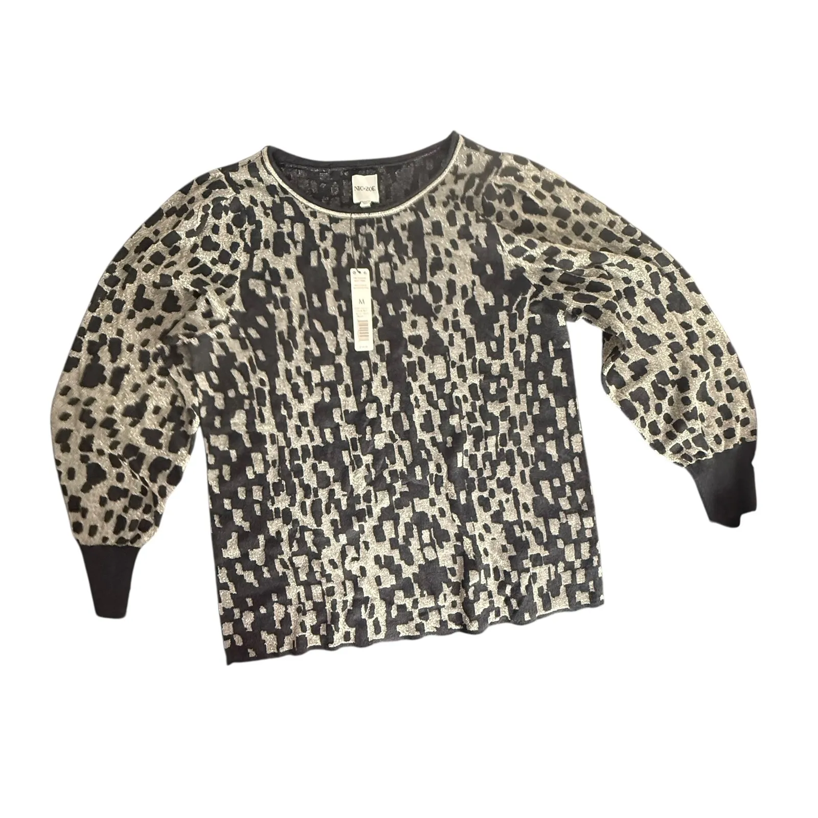 NIC+ZOE Twilight Shimmer Knit Top Size M Sweater Metallic Long‎ Sleeve NEW - Image 6