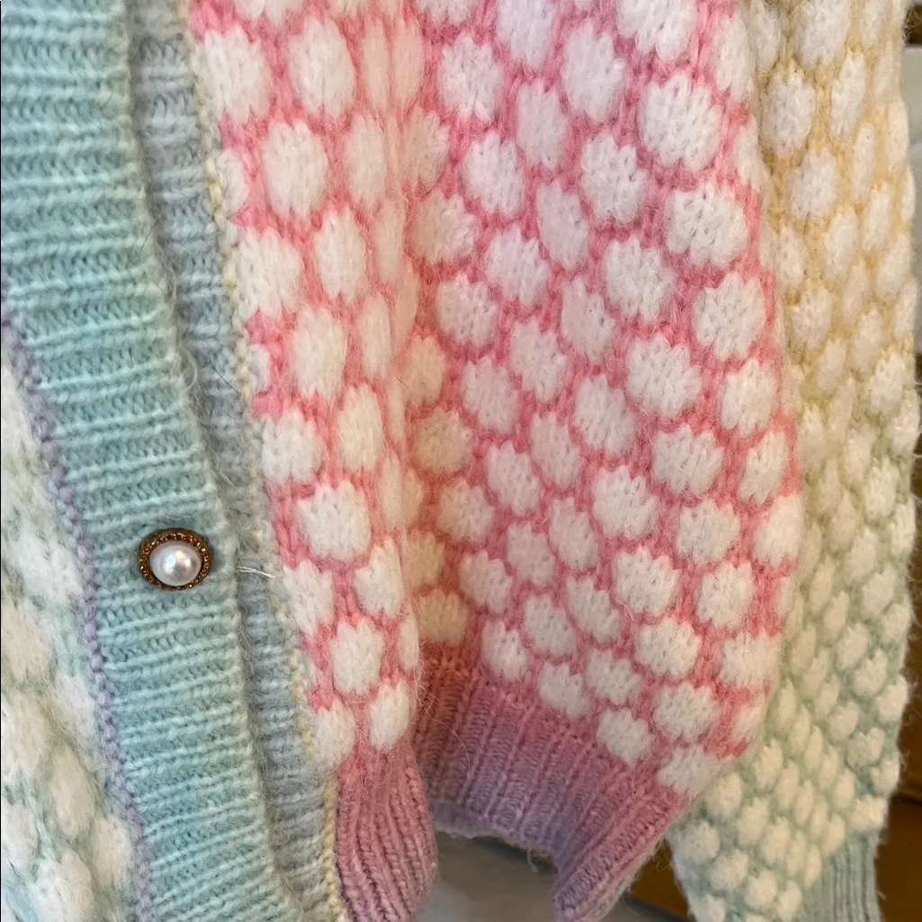 Colorful pastel Knit Sweater size medium Blue - Image 4