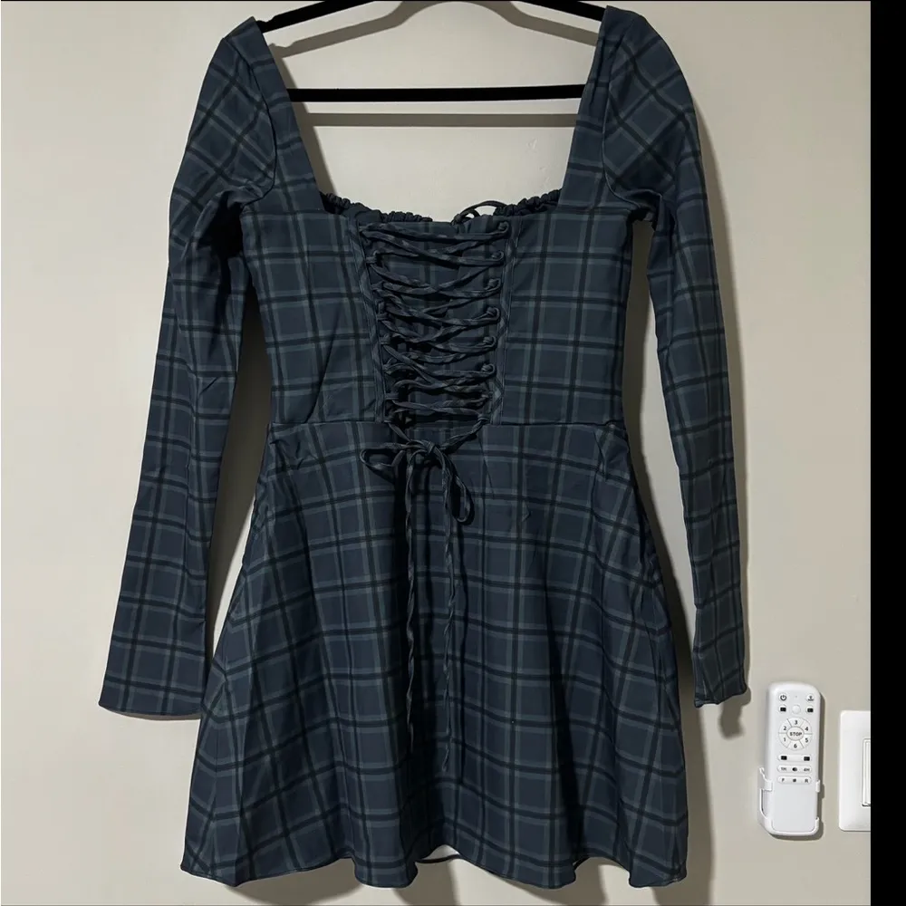 HOUSE OF CB Malika Blue Tartan Corset Mini Dress NWOT Size Large - Image 6