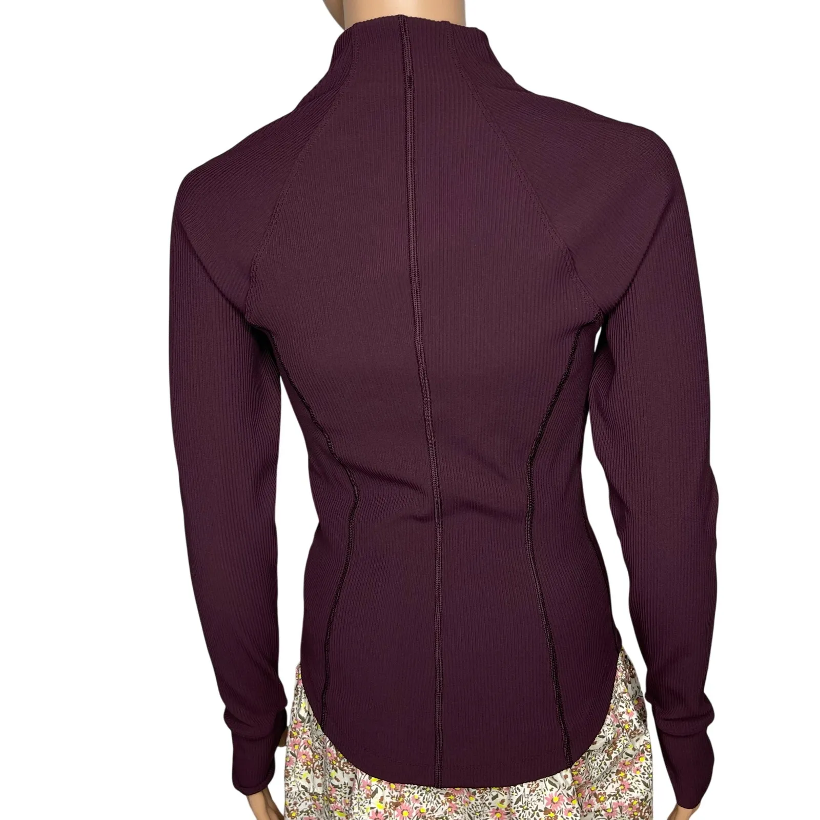 Athleta Salutation Ribbed Jacket womens size M Slate - Image 3