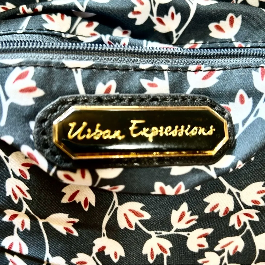 Urban Expression Stella Fold Over Black Vegan Leather Clutch Gold Chain Strap - Image 6