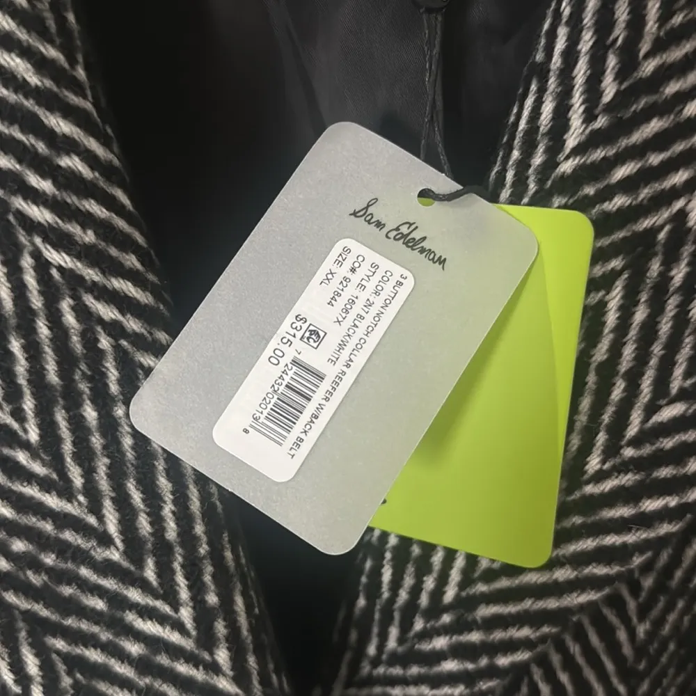 NWT Sam Edelman Black houndstooth wool Trench Coat XXL - Image 3