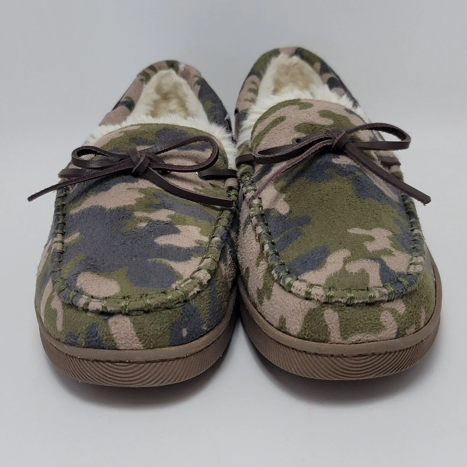 Club Room Faux Fur Lining Camouflage Moccasin Slip On Boat Shoes Size M 8 - Image 5