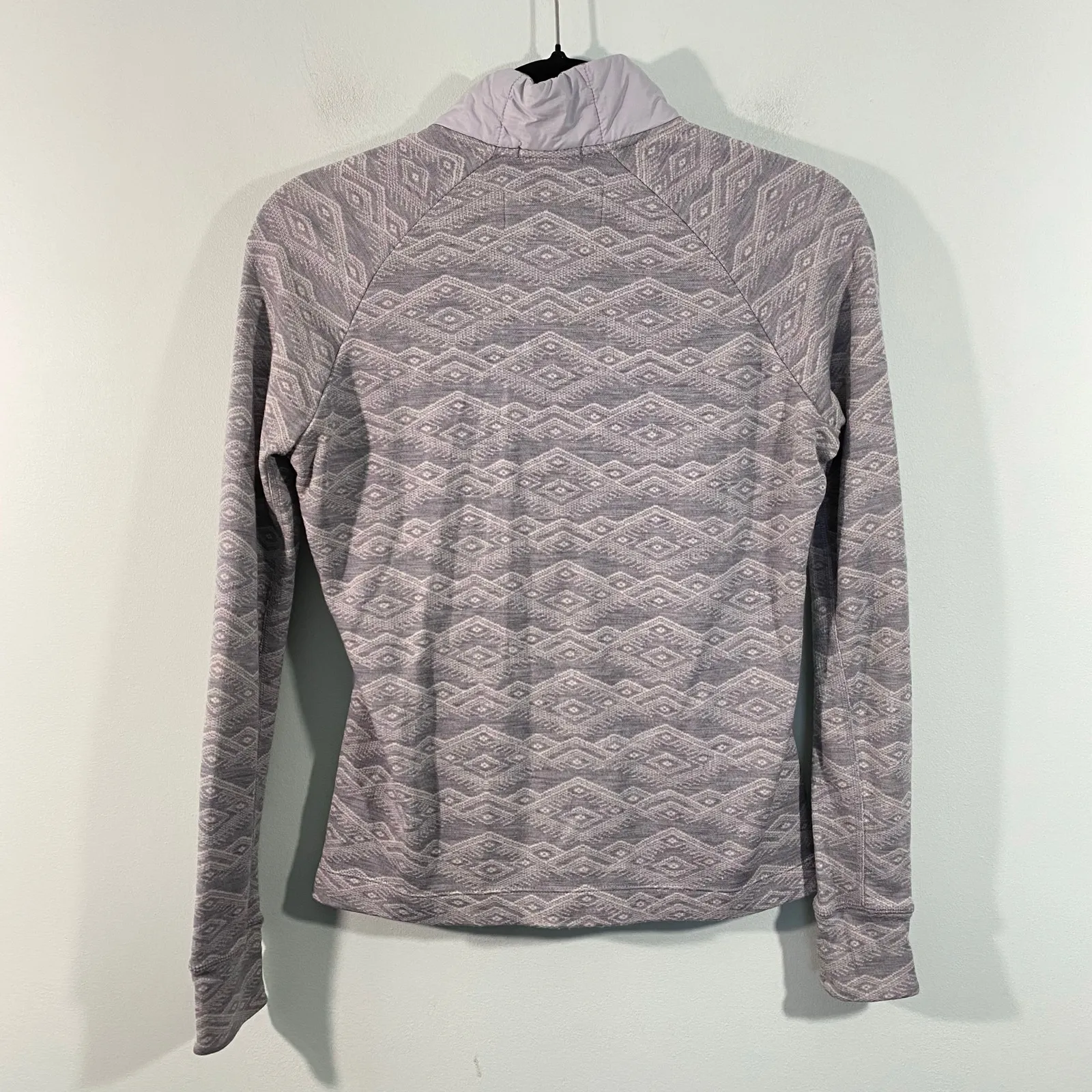 Smartwool Women Light Grey Quilted Fair Isle Smartloft 60 Full Zip Jacket Sz XS - Image 7