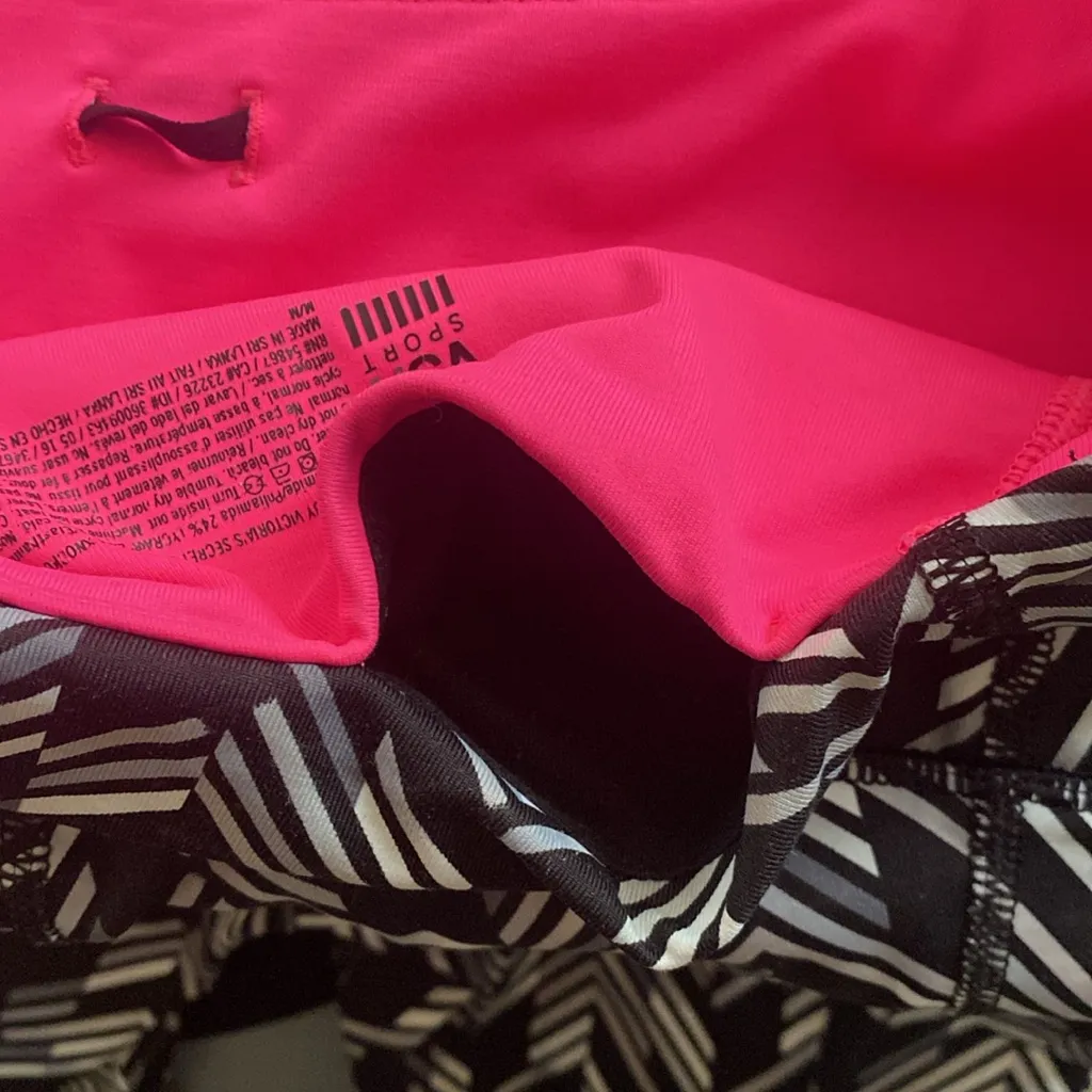 Victoria's Secret VSX Sport Knockout Crop Zig-Zag Pant Black Gray & White M - Image 9