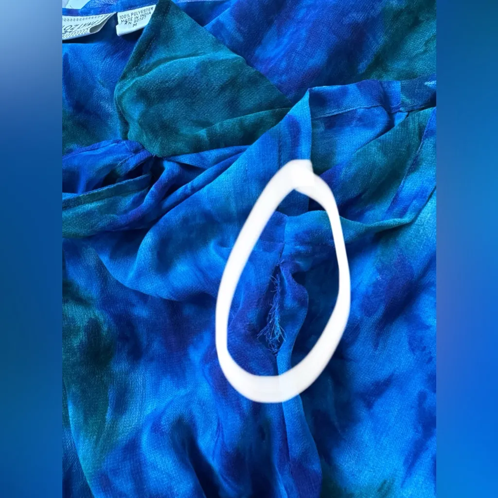 Vintage Y2K Kloz Lyne Royal Blue & Dark Green Abstract Print Layered Maxi Dress Size M - Image 9