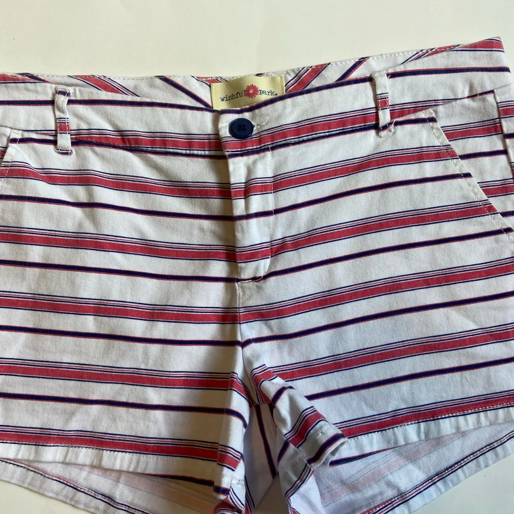 Wishful Park Women's Striped Jean Shorts - Red and Purple - Image 2